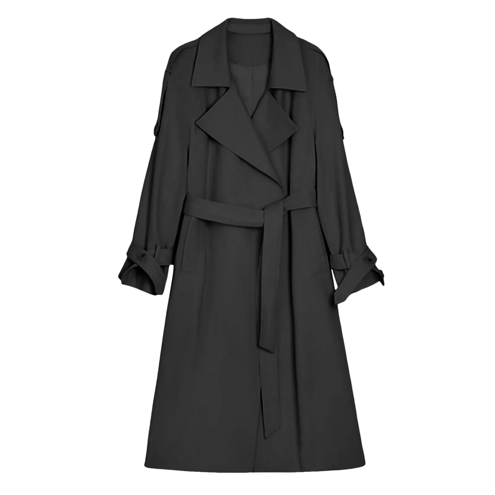 2024 New Spring And Autumn Women'S Windbreaker Coats Mid Length White Lady Outwear Fashion Versatile Female Trench Coat