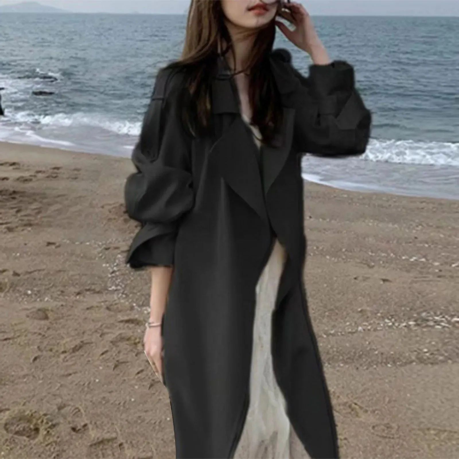2024 New Spring And Autumn Women'S Windbreaker Coats Mid Length White Lady Outwear Fashion Versatile Female Trench Coat