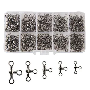 3 Way Cross-Line Barrel Fishing Swivels Set - 120PCS Brass T-Shape Triple Swivel Connector Fast Rolling Swivels Tackle Accessories Test 30-90 lbs