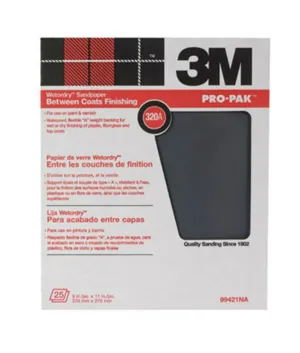 3M 99421 Pro-Pak 320A-Grit Wet/Dry Sandpaper, 9"x11"