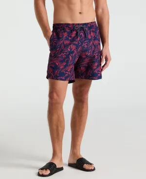 7" Leaf Print Swim Short