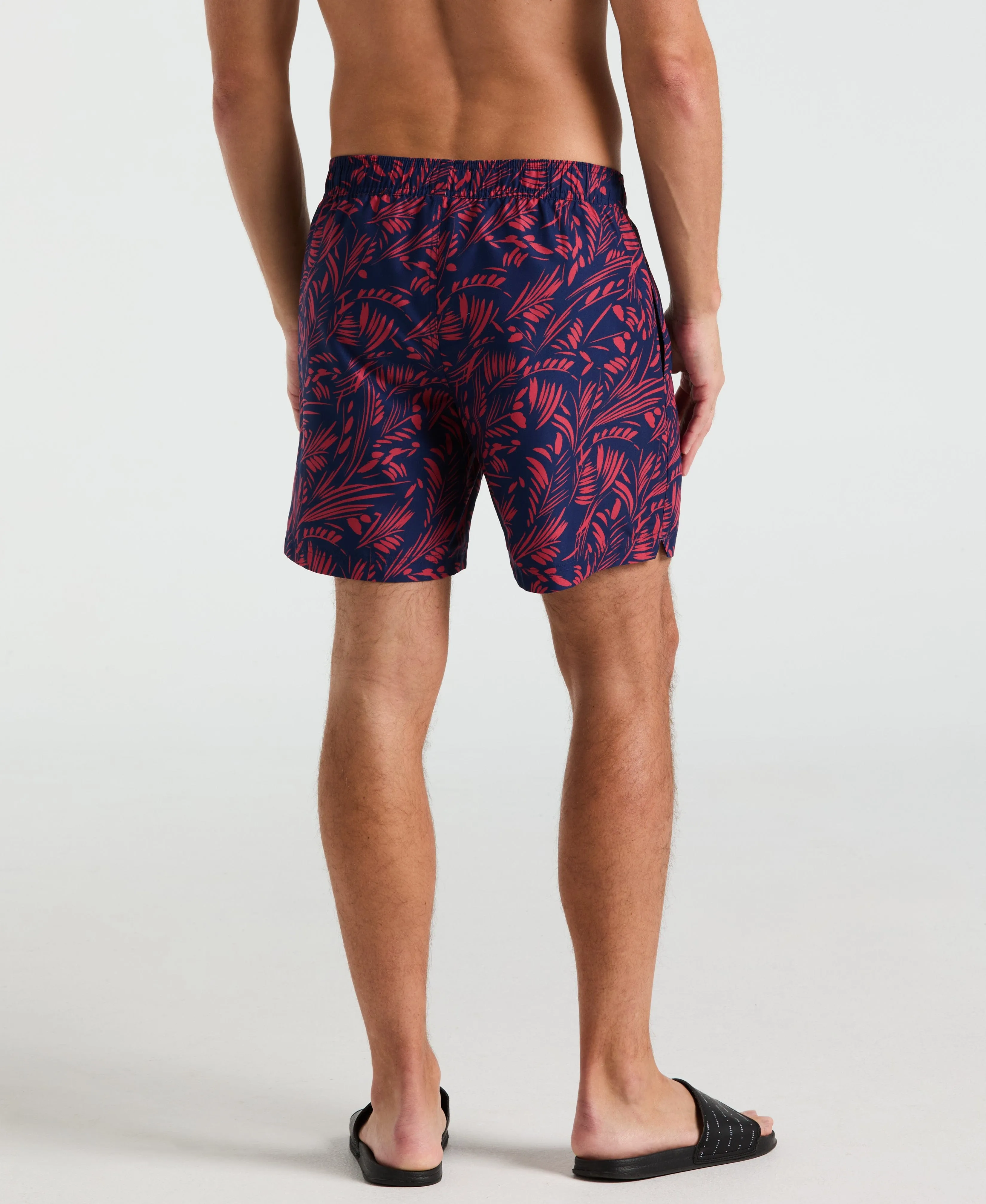 7" Leaf Print Swim Short