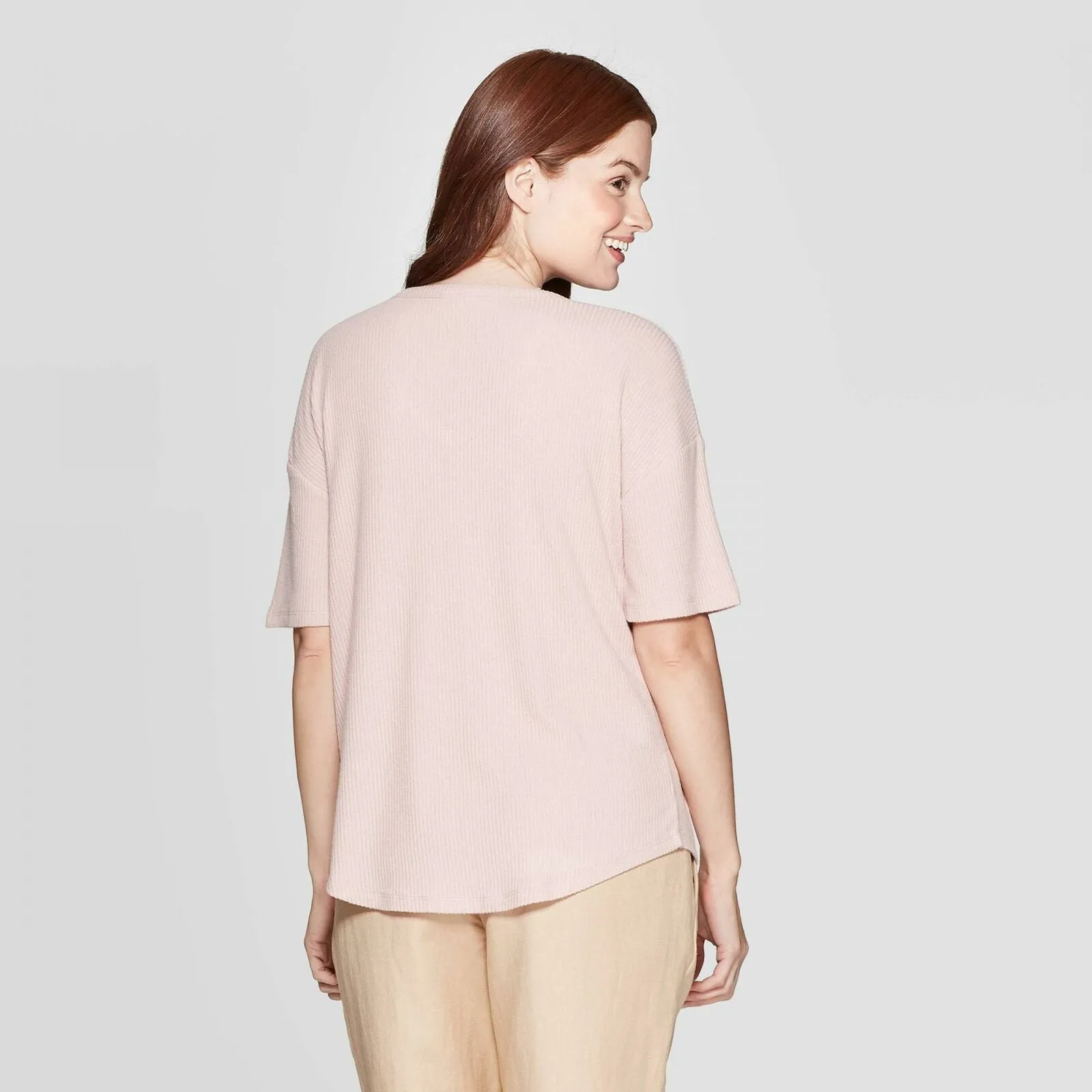 A New Day Women's Short Sleeve V-Neck Rib T-Shirt