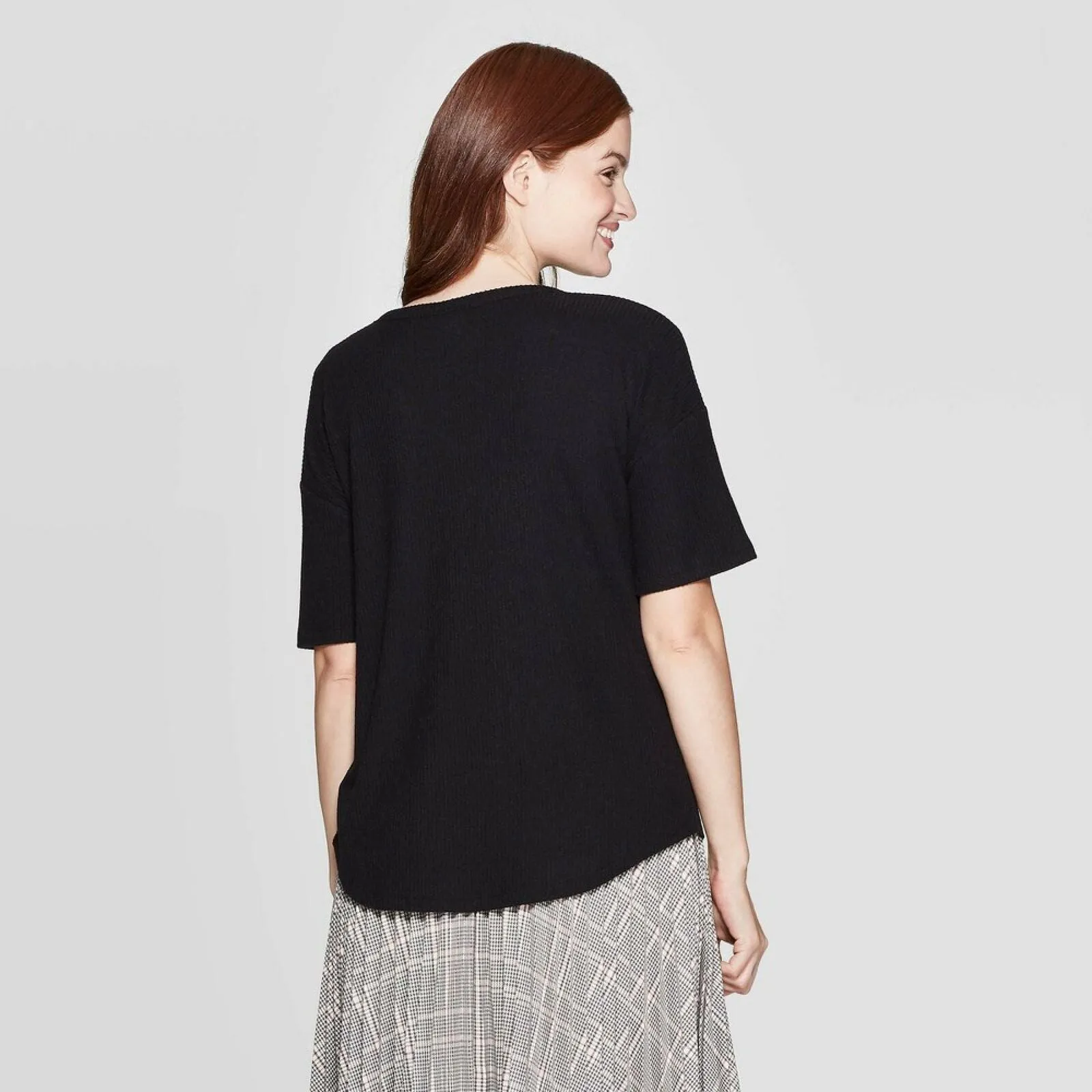 A New Day Women's Short Sleeve V-Neck Rib T-Shirt