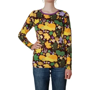 Adult's Autumn Flowers - Brown Long Sleeve Shirt