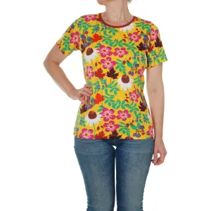 Adult's Autumn Flowers - Yellow Short Sleeve Shirt - 2 Left Size S & 3XL