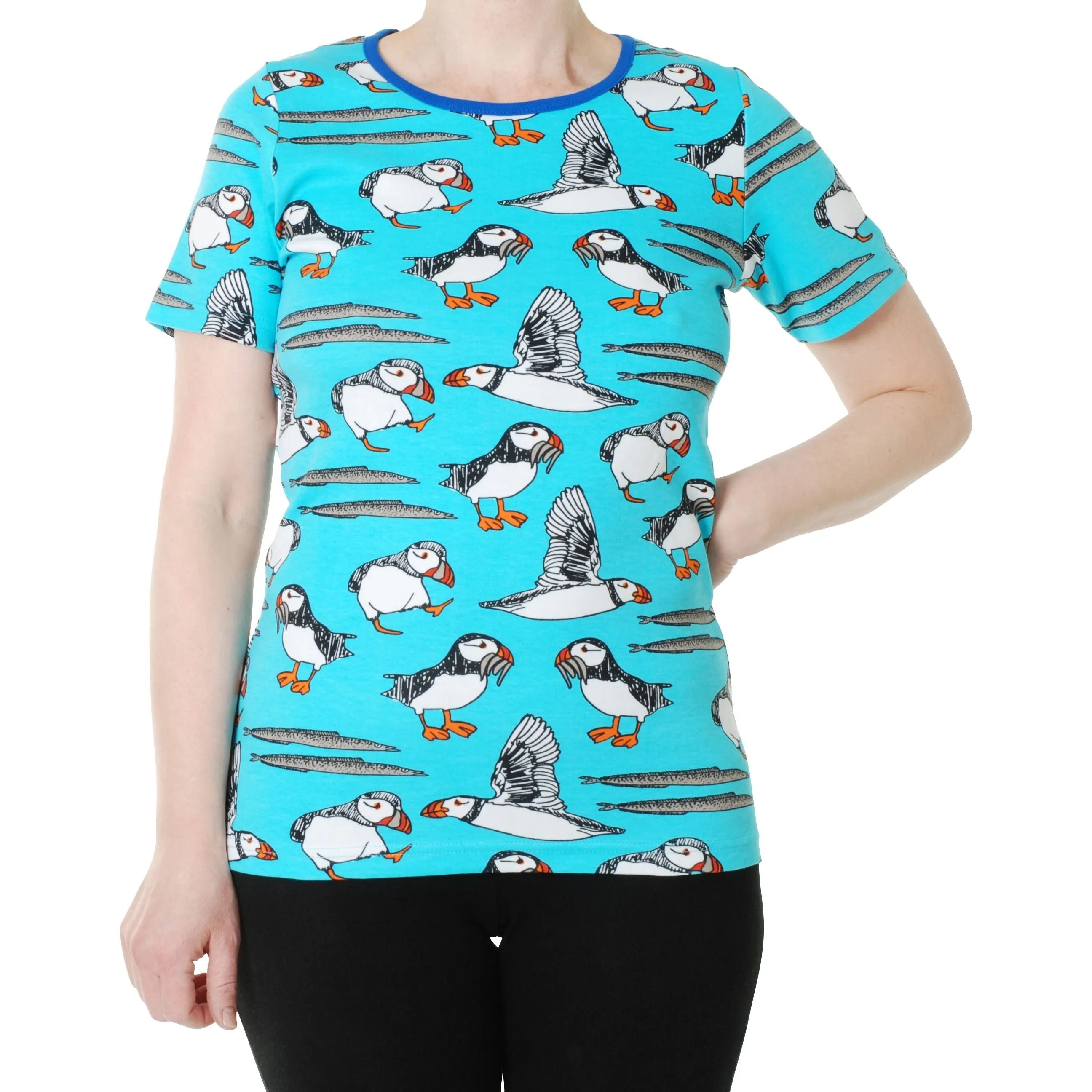 Adult's Puffins - Blue Atoll Short Sleeve Shirt