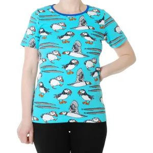 Adult's Puffins - Blue Atoll Short Sleeve Shirt