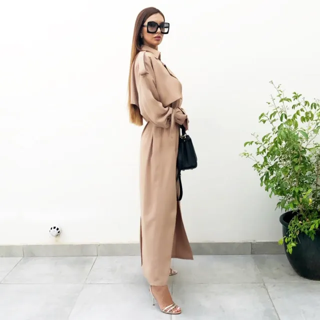 AW19 CAMEL TRENCH ABAYA
