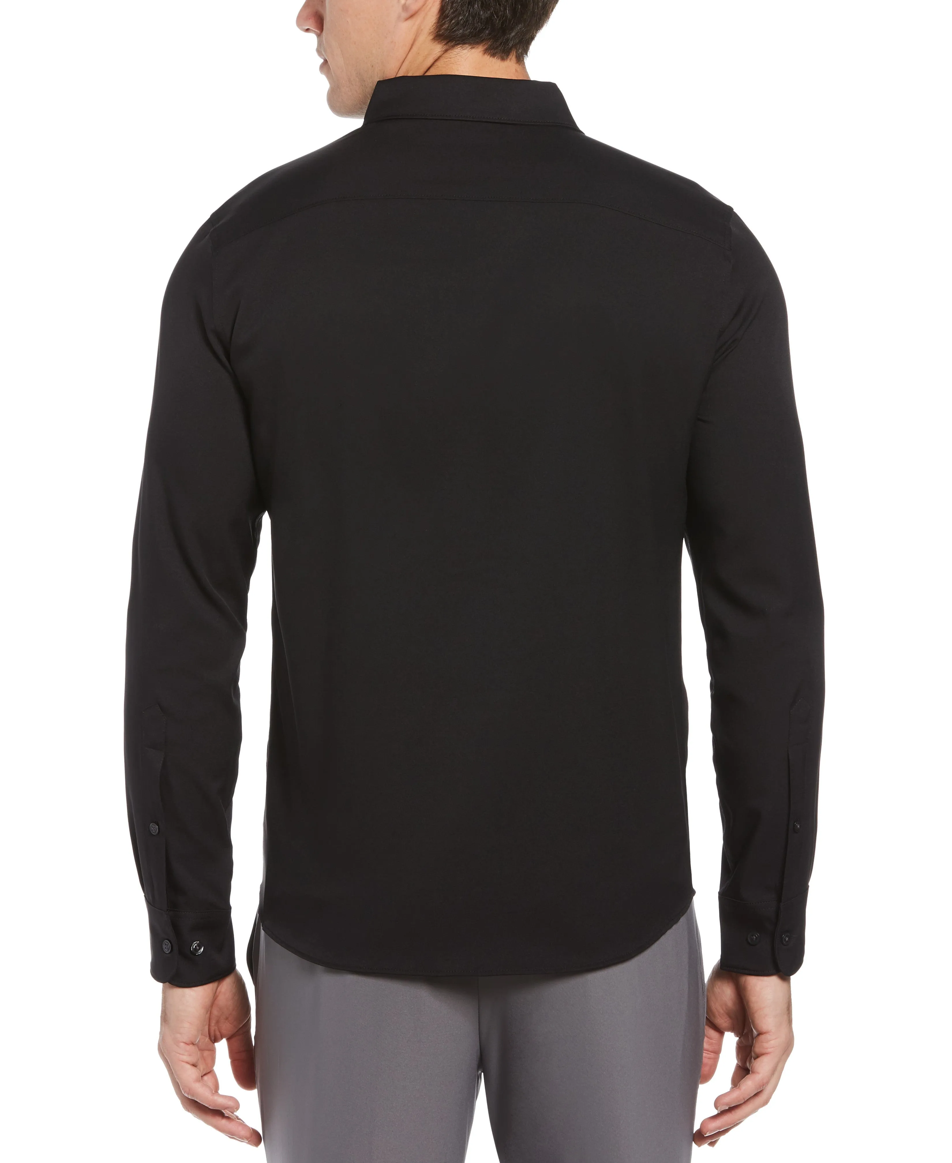 Big & Tall Untucked Total Stretch Solid Shirt - Black