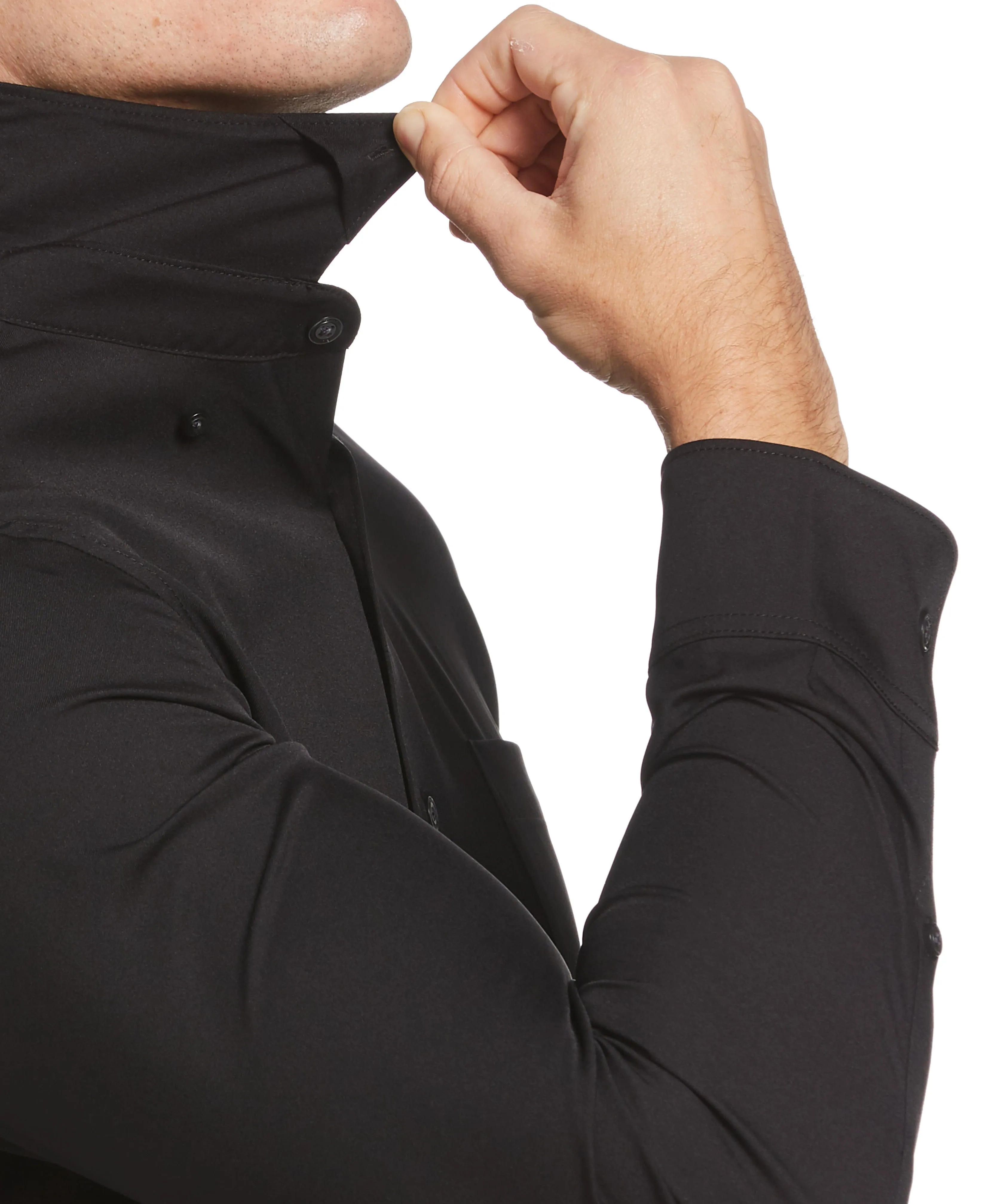 Big & Tall Untucked Total Stretch Solid Shirt - Black