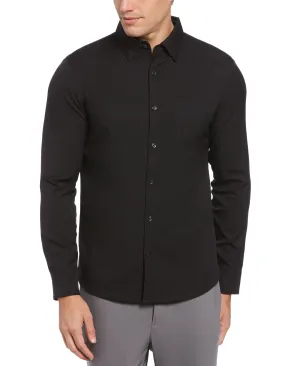 Big & Tall Untucked Total Stretch Solid Shirt - Black