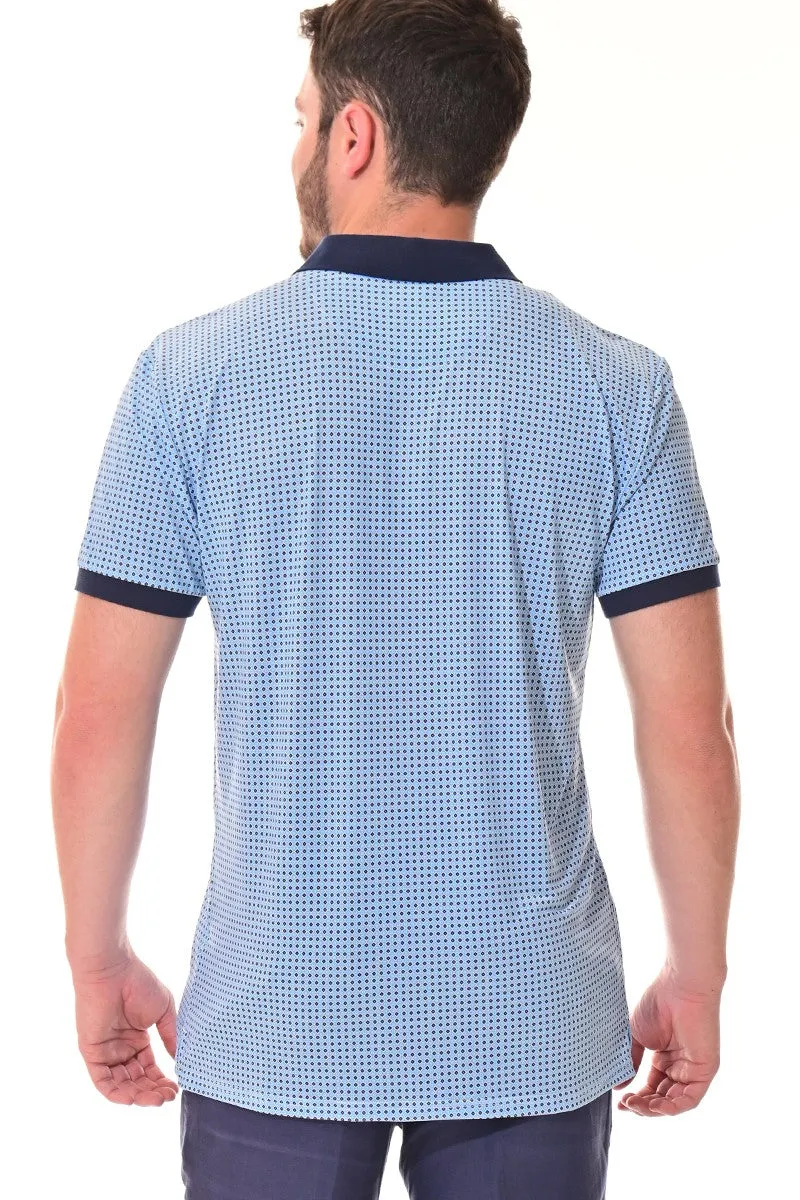Brayden Men's Quick Dry Printed Polo - Light Blue