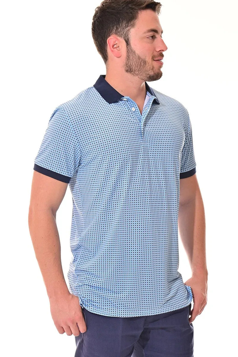 Brayden Men's Quick Dry Printed Polo - Light Blue