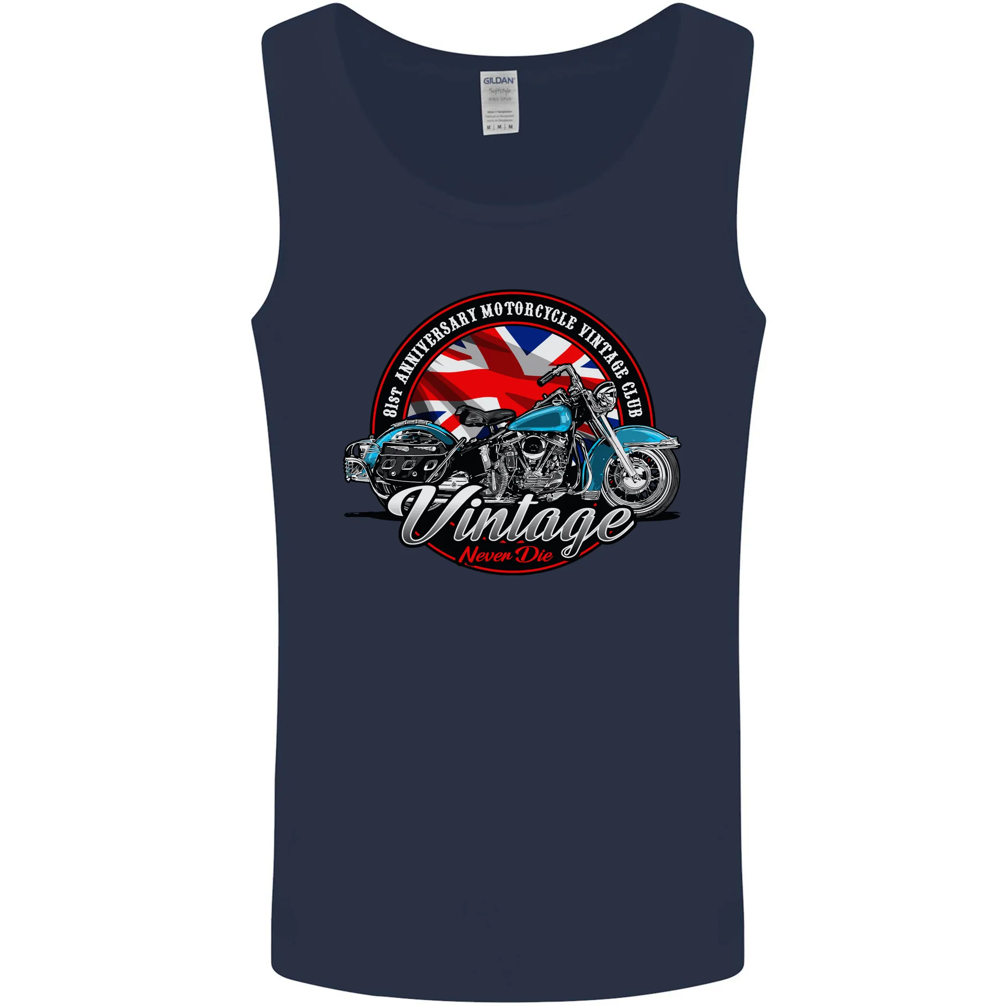 British Motorcycle Union Jack Flag Biker Chopper Mens Vest Tank Top