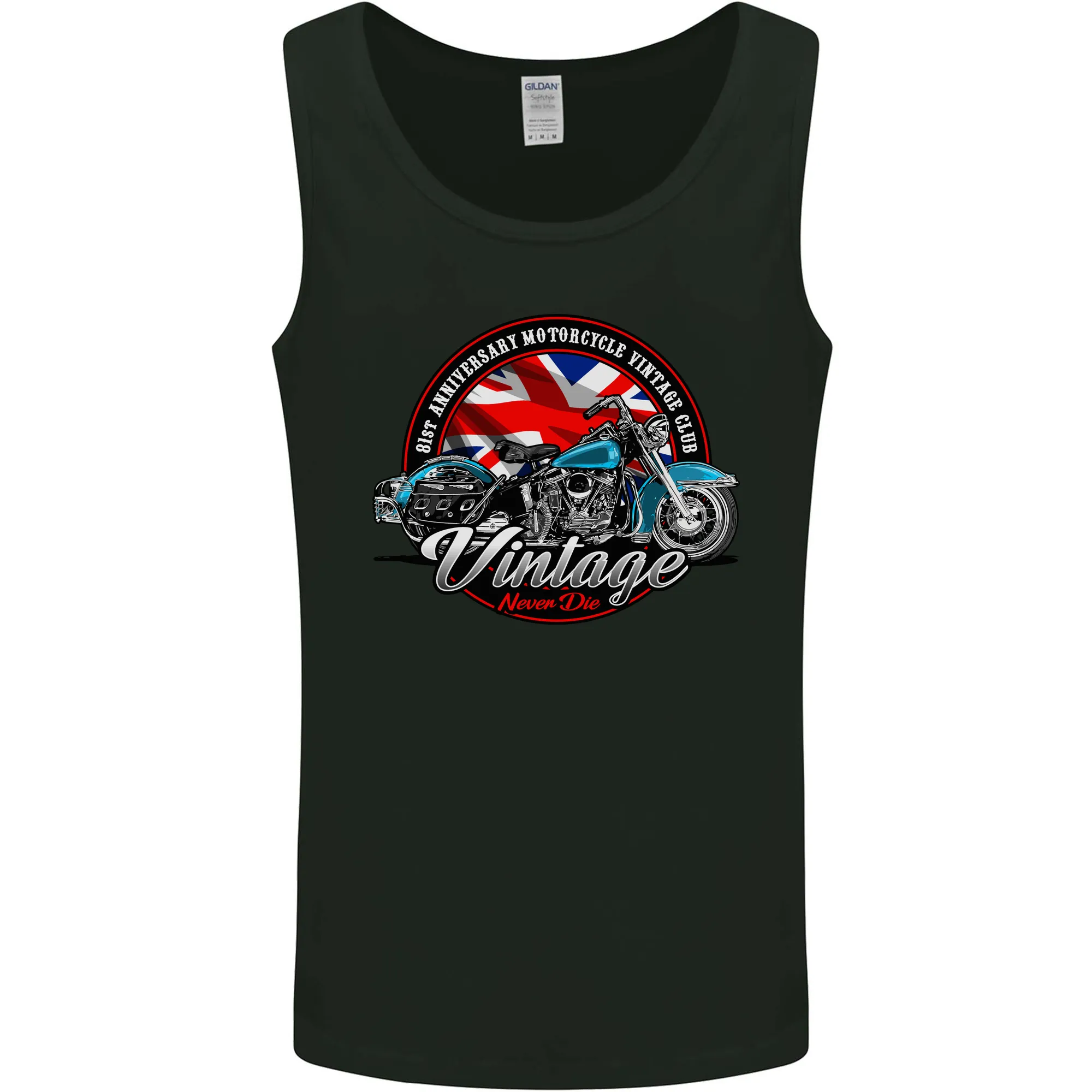 British Motorcycle Union Jack Flag Biker Chopper Mens Vest Tank Top