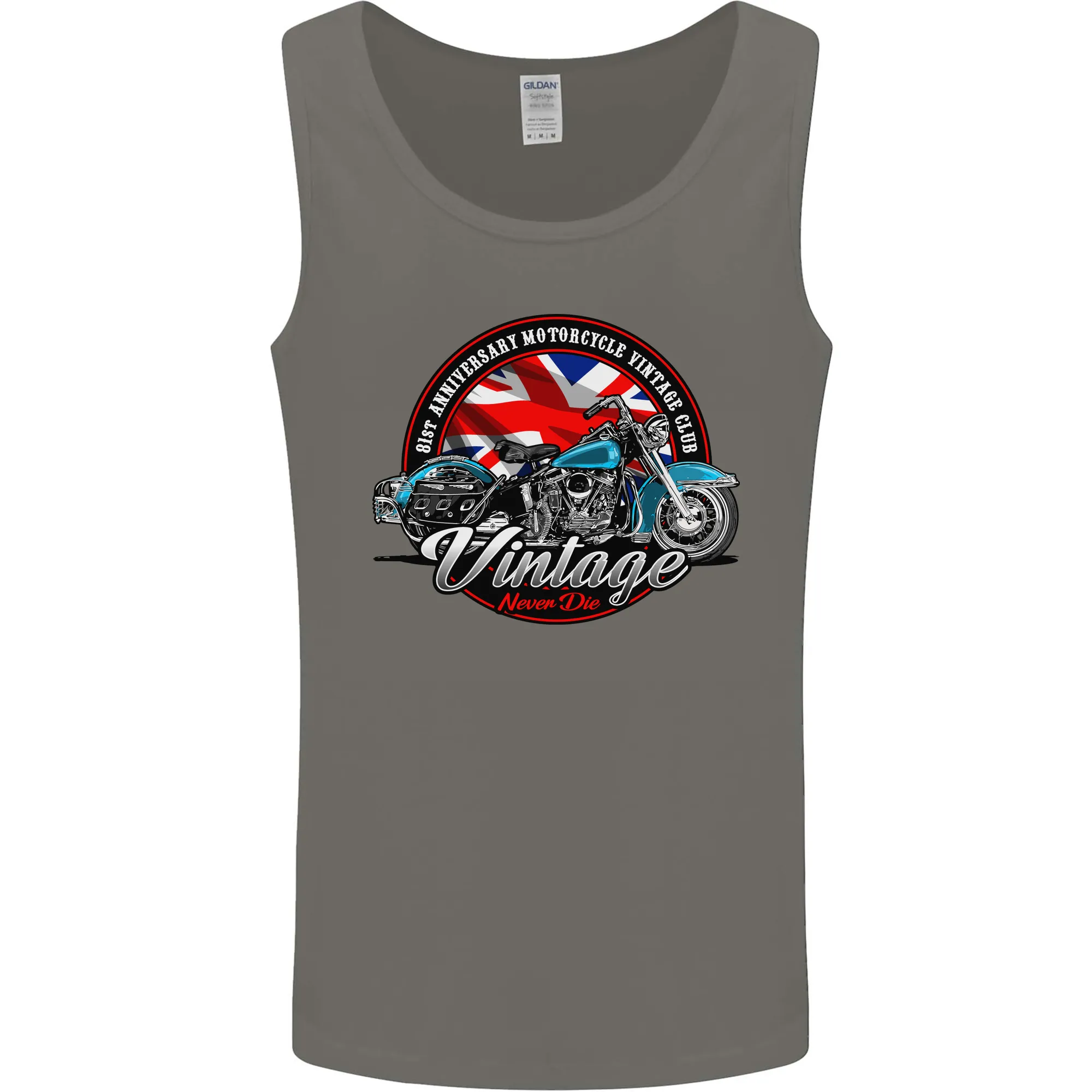 British Motorcycle Union Jack Flag Biker Chopper Mens Vest Tank Top
