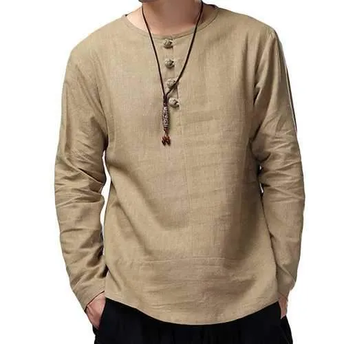 Chinese Style Cotton Linen T Shirt