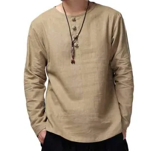 Chinese Style Cotton Linen T Shirt
