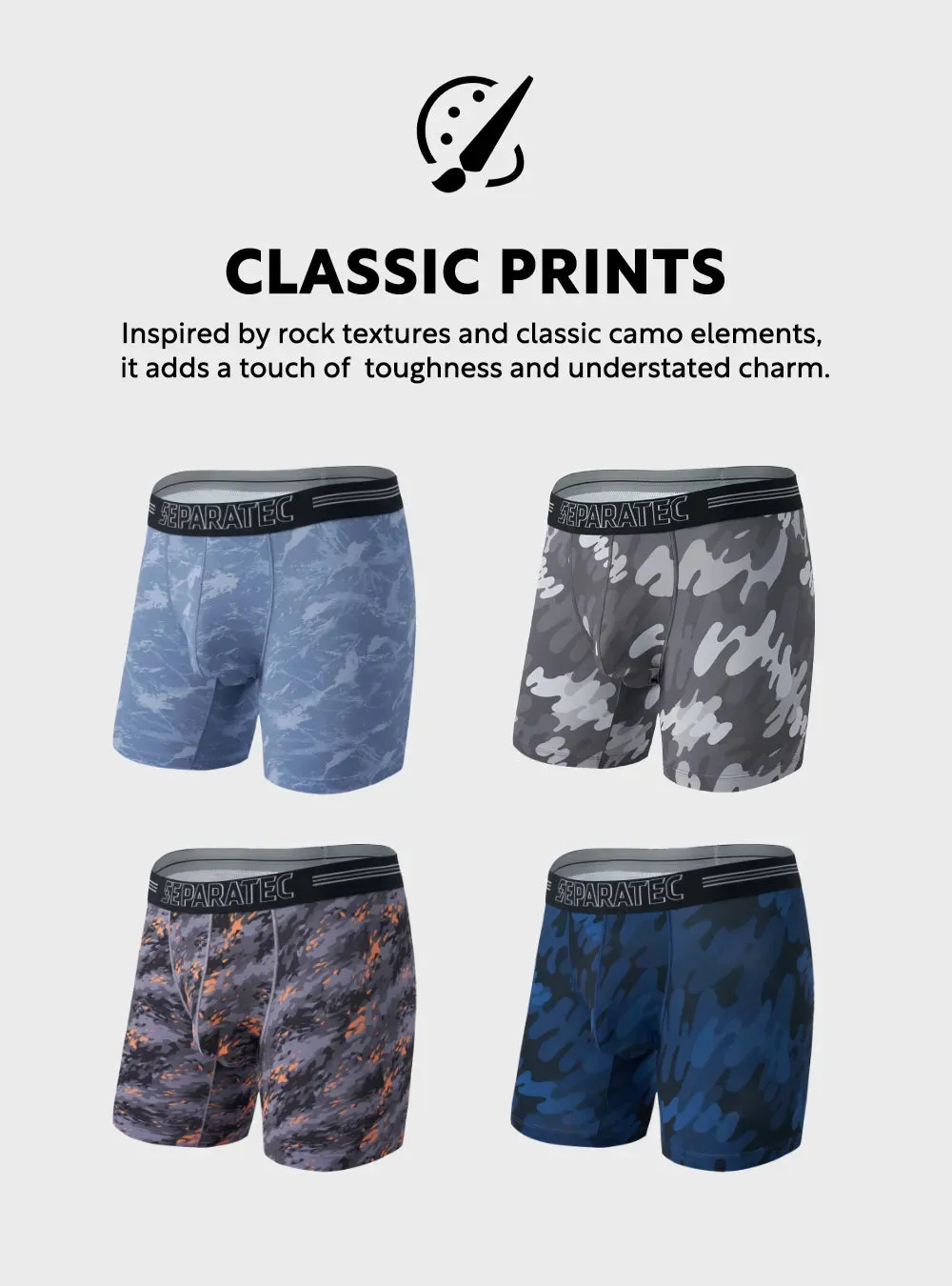 Classic Camo Compression Quick Dry Thick Waistband Boxer Briefs 3 Pack