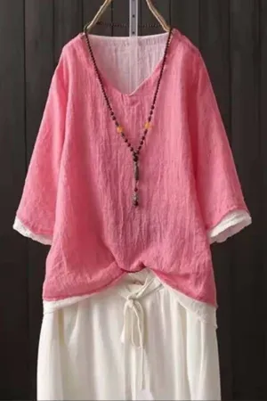 Color Contract Linen Cozy T-shirts