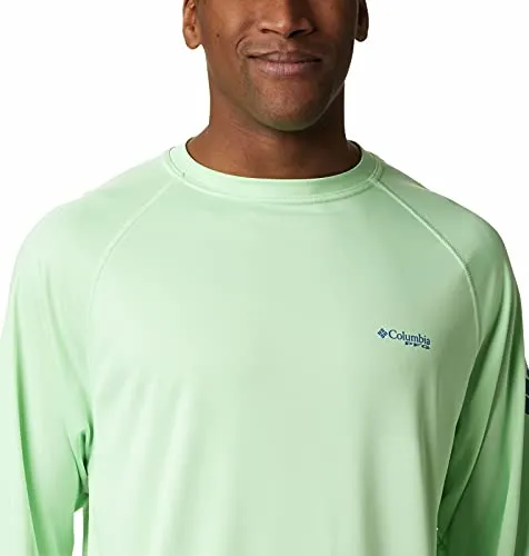 Columbia Sportswear Men's Terminal Tackle Long Sleeve Shirt, Key West/Vivid Blue Logo, Large/Tall