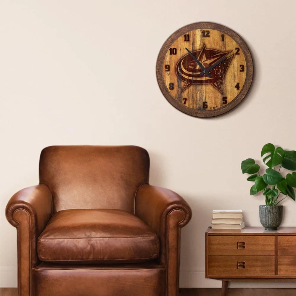 Columbus Blue Jackets: Branded "Faux" Barrel Top Wall Clock