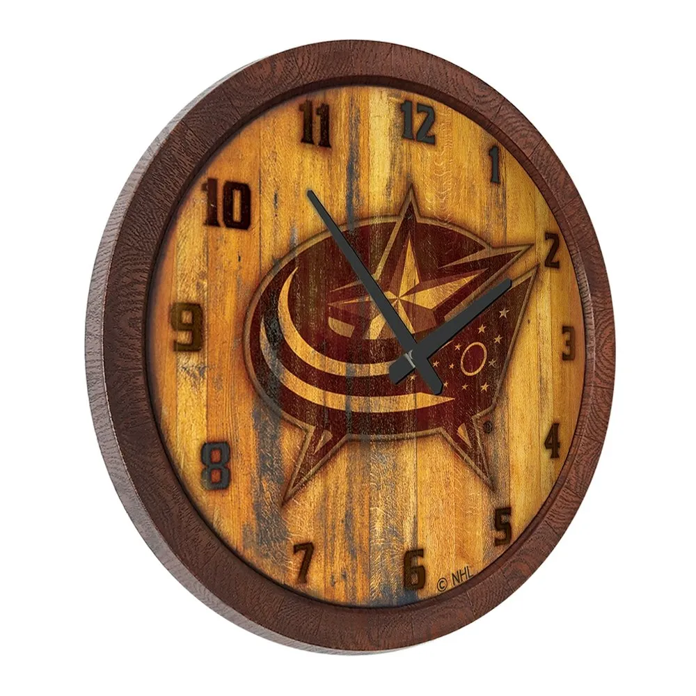 Columbus Blue Jackets: Branded "Faux" Barrel Top Wall Clock