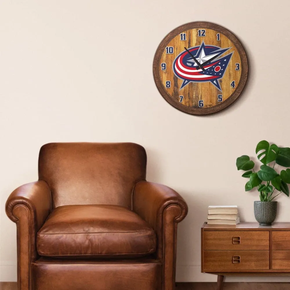 Columbus Blue Jackets: "Faux" Barrel Top Wall Clock