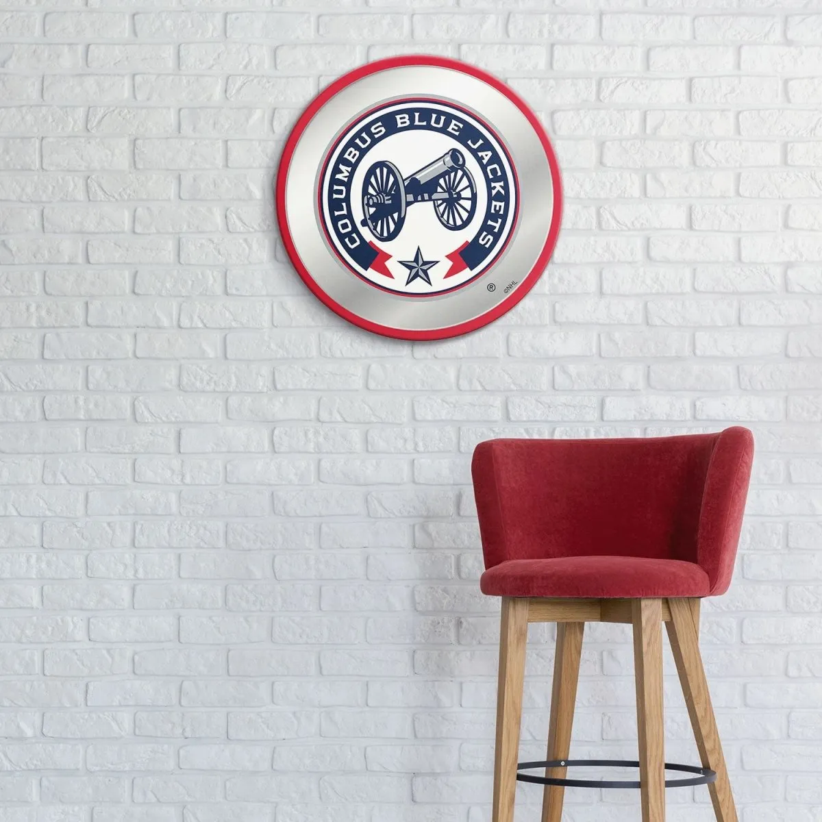 Columbus Blue Jackets: Secondary Logo - Modern Disc Mirrored Wall Sign