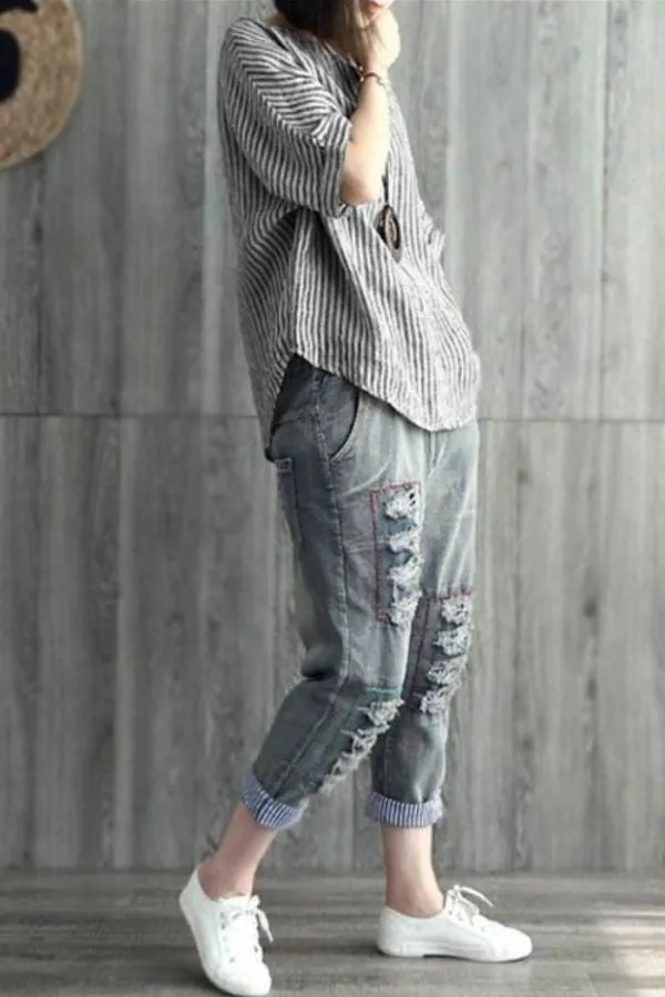 Cotton & Linen Bat Sleeve T-shirt