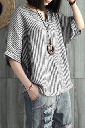 Cotton & Linen Bat Sleeve T-shirt