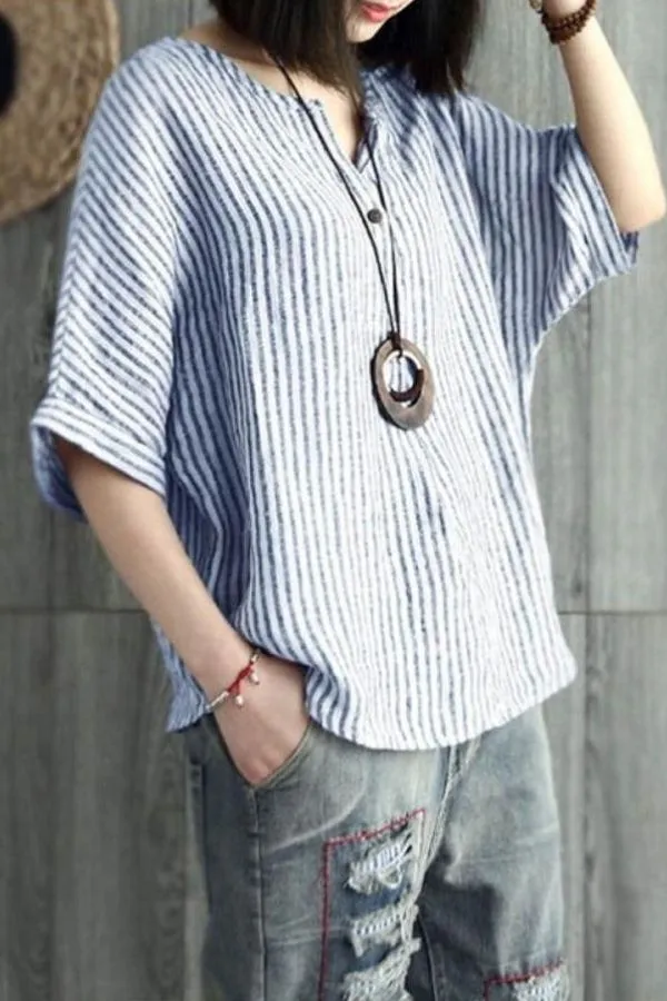 Cotton & Linen Bat Sleeve T-shirt