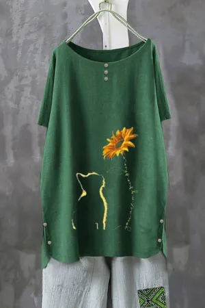 Cotton & Linen Printed T-shirt