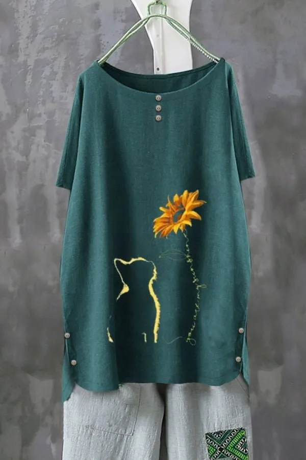 Cotton & Linen Printed T-shirt