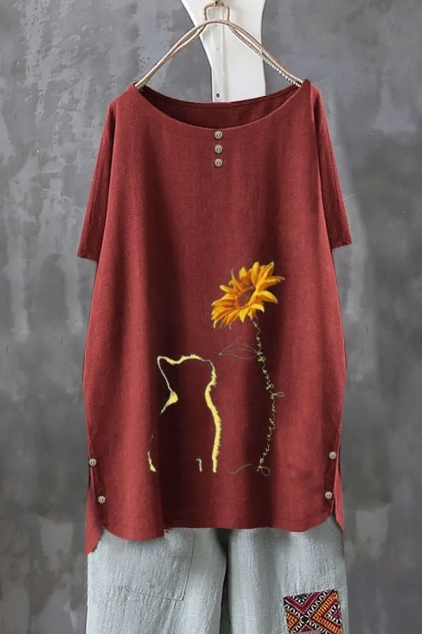 Cotton & Linen Printed T-shirt