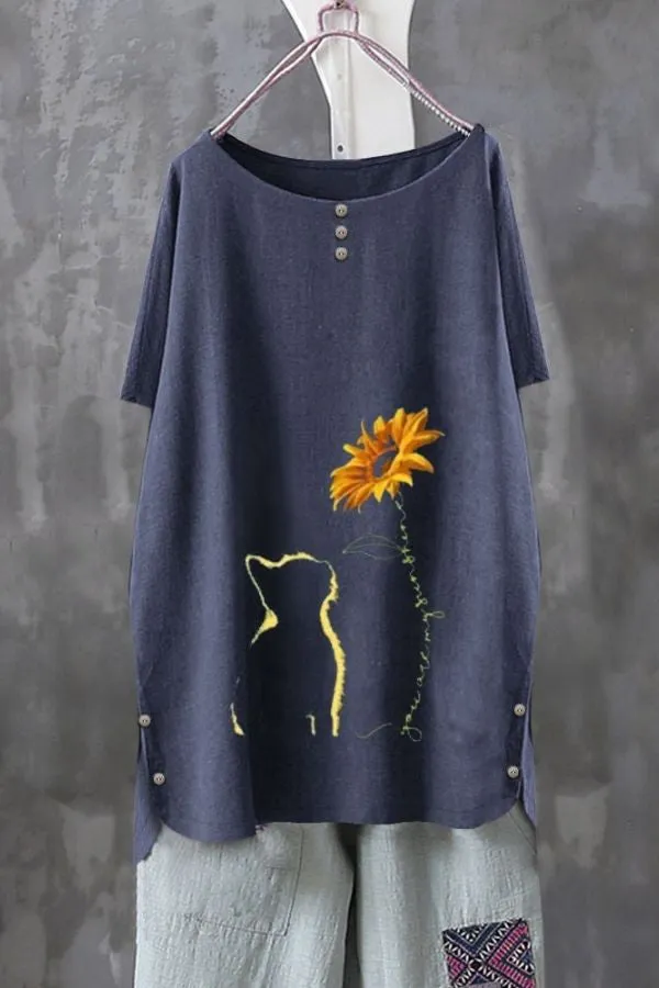 Cotton & Linen Printed T-shirt