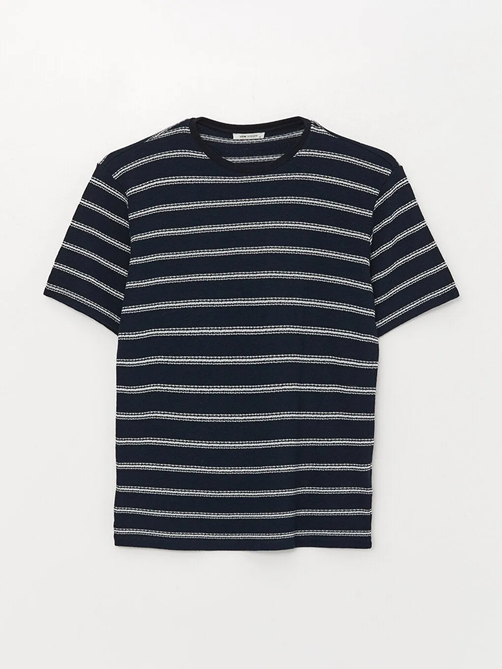 Crew Neck Short Sleeve Striped Linen Blend Men's T-Shirt