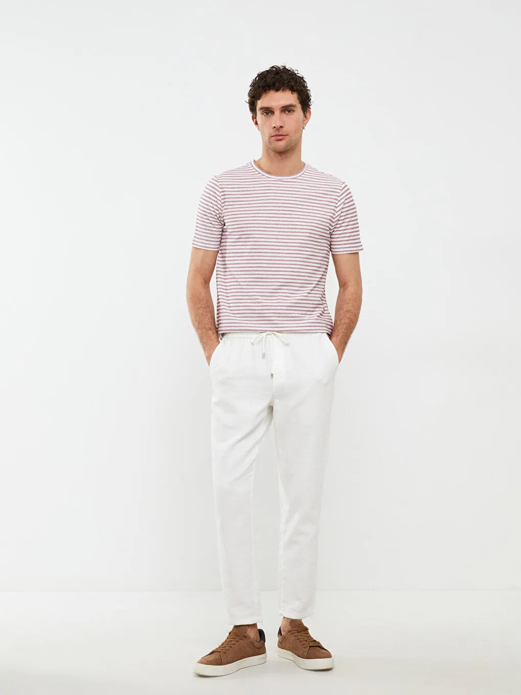 Crew Neck Short Sleeve Striped Men's T-Shirt