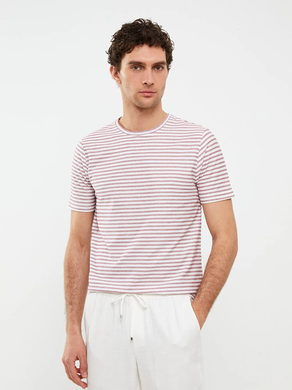 Crew Neck Short Sleeve Striped Men's T-Shirt