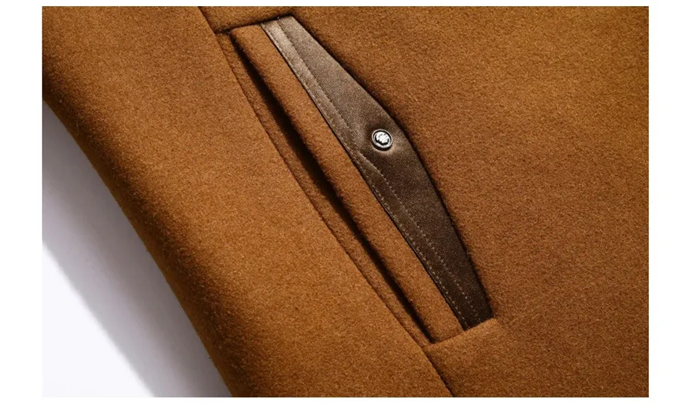 DIMUSI Winter Autumn Men's Wool Coats Casual Middle Long Scarf Collar Cotton-padded Thick Warm Woolen Coat Male Trench Clothing