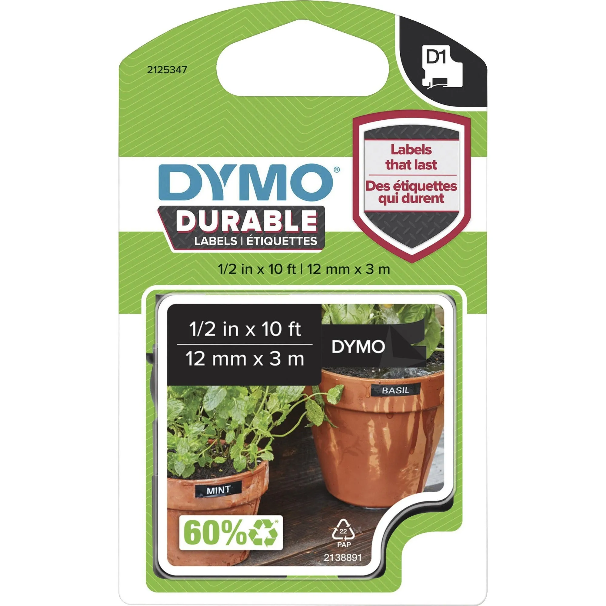 Dymo Durable D1 1/2" Labels