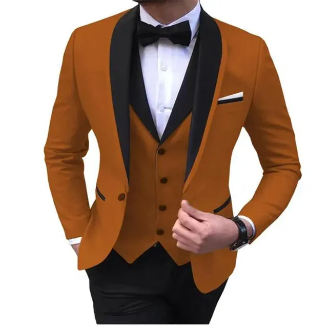 Elegant 2024 Mens 3Piece White Wedding Tuxedo