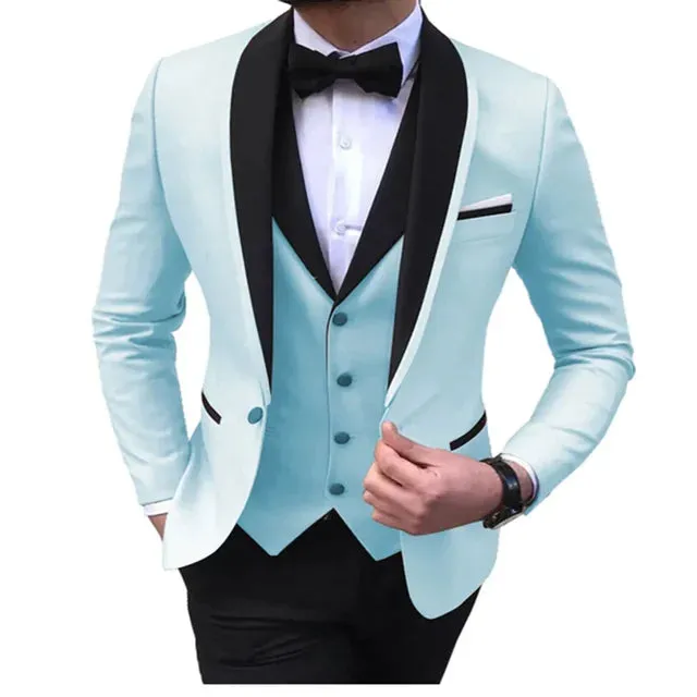 Elegant 2024 Mens 3Piece White Wedding Tuxedo