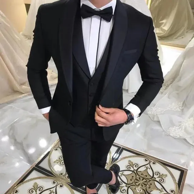 Elegant 2024 Mens 3Piece White Wedding Tuxedo