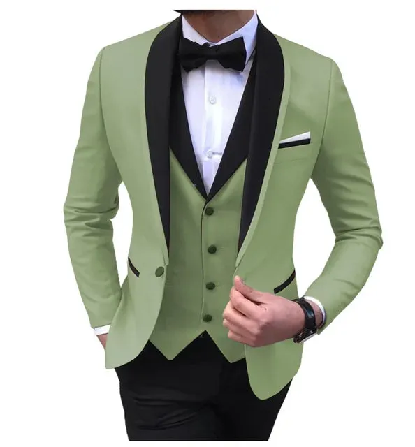 Elegant 2024 Mens 3Piece White Wedding Tuxedo