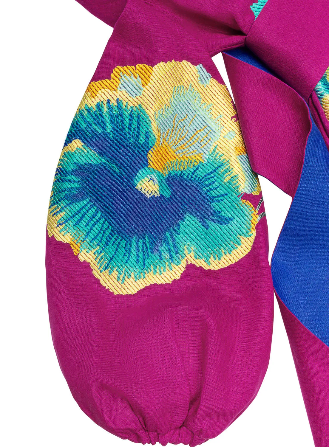 Fuchsia embroidered dress with pansies