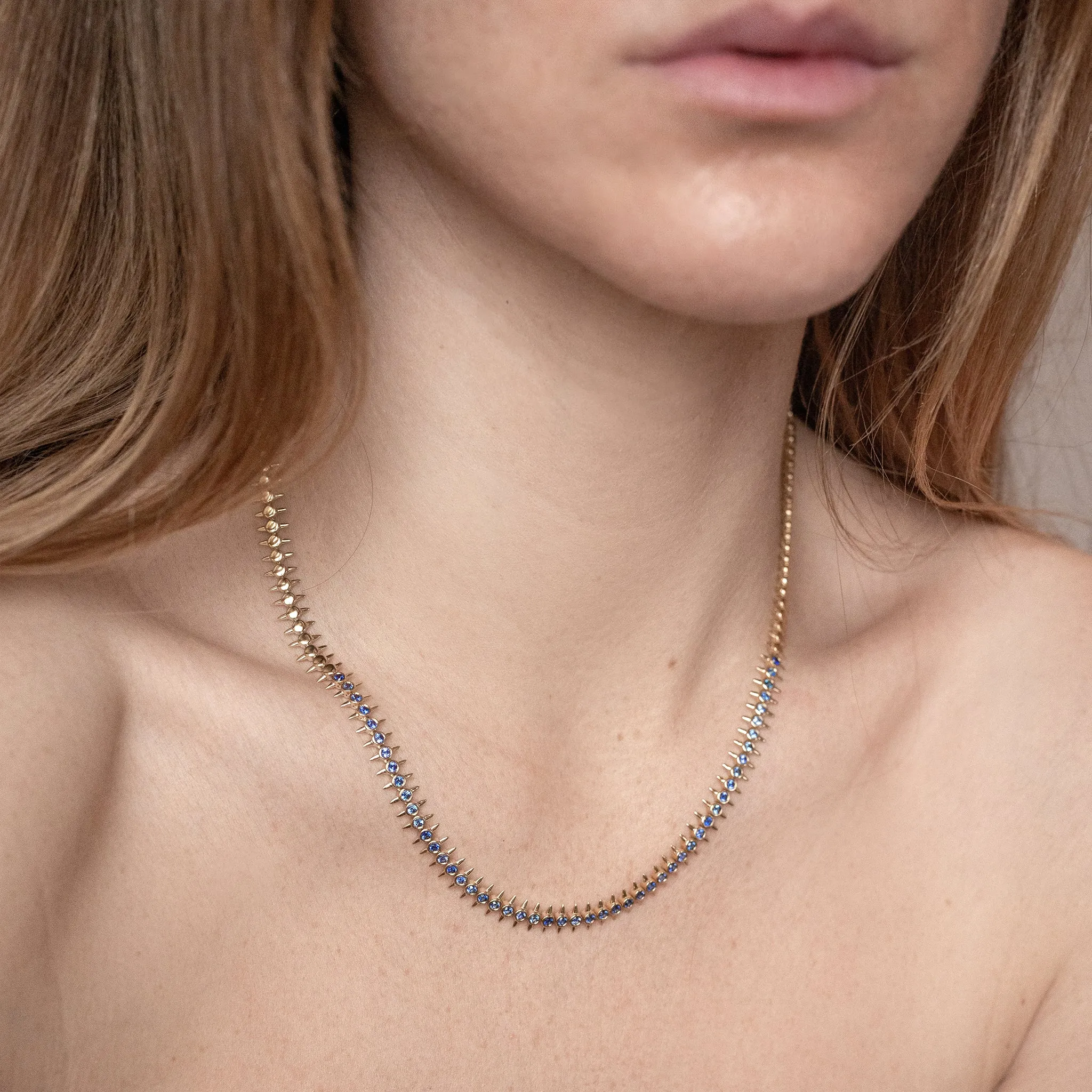 Gabriella Flexible Spike Sapphire Necklace