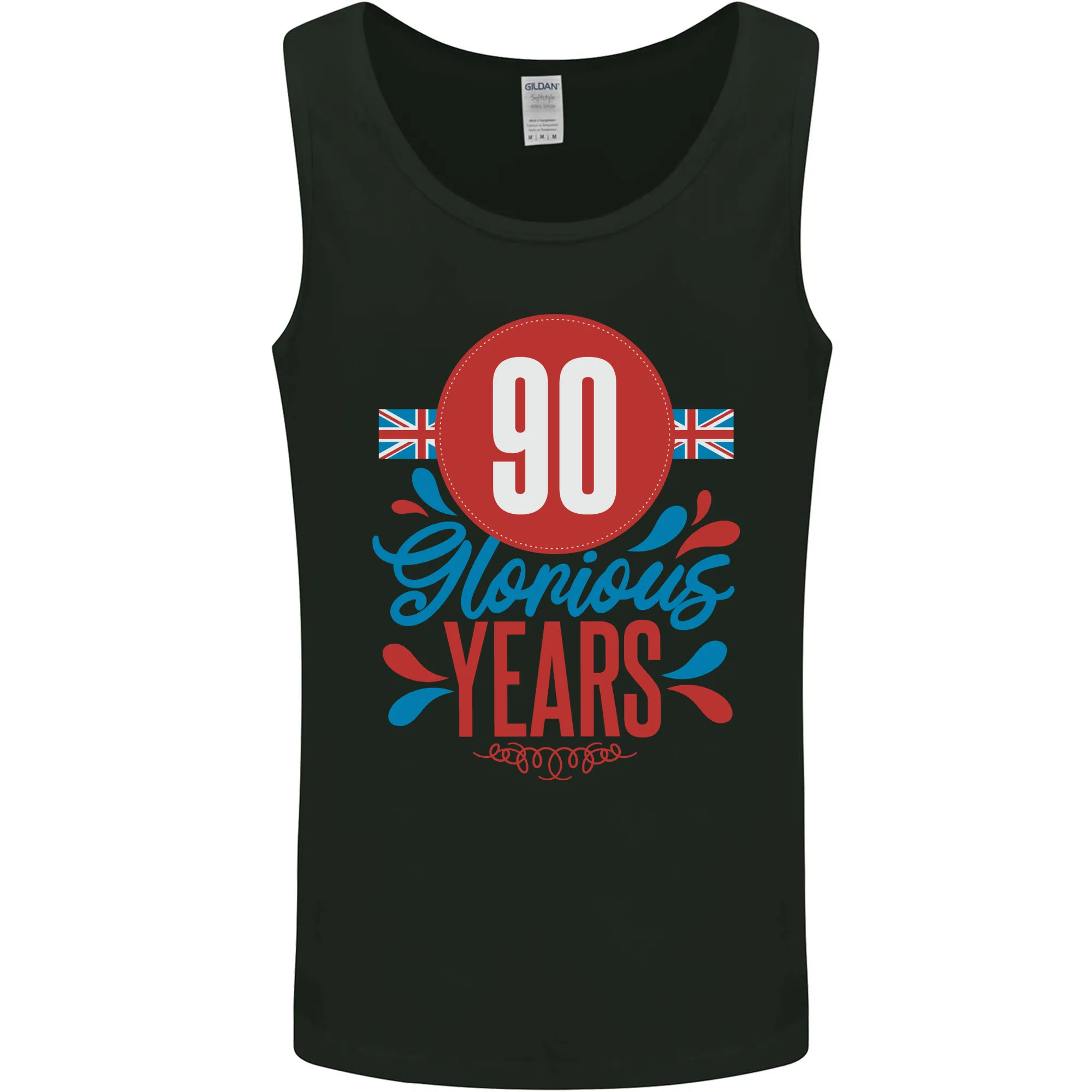 Glorious 90 Years 90th Birthday Union Jack Flag Mens Vest Tank Top