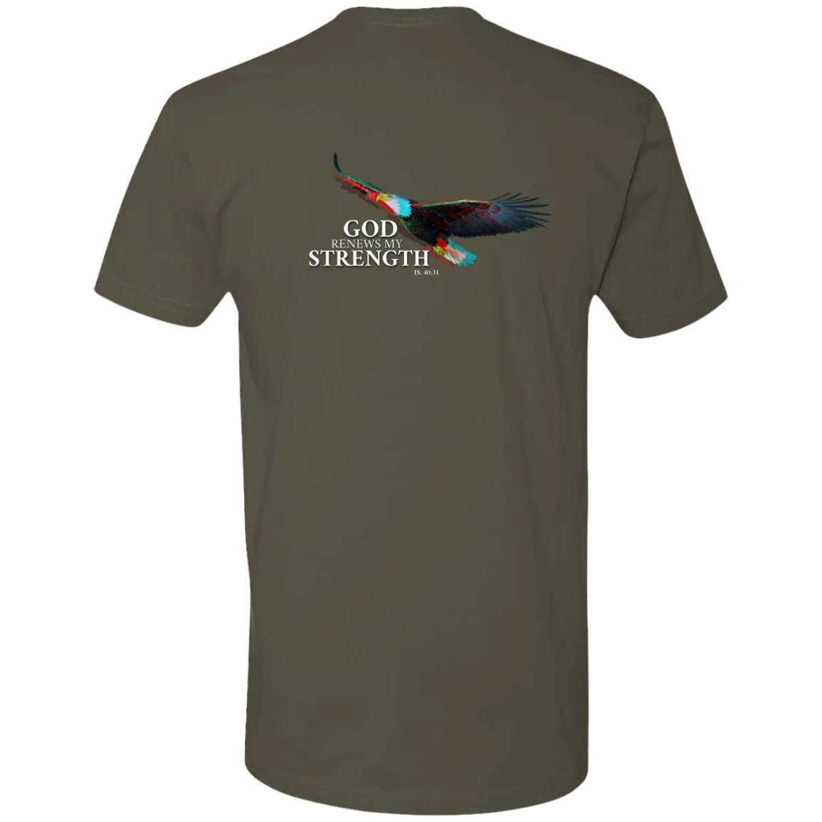 God Renews My Strength Men’s Premium Short Sleeve T-Shirt (Back Design)